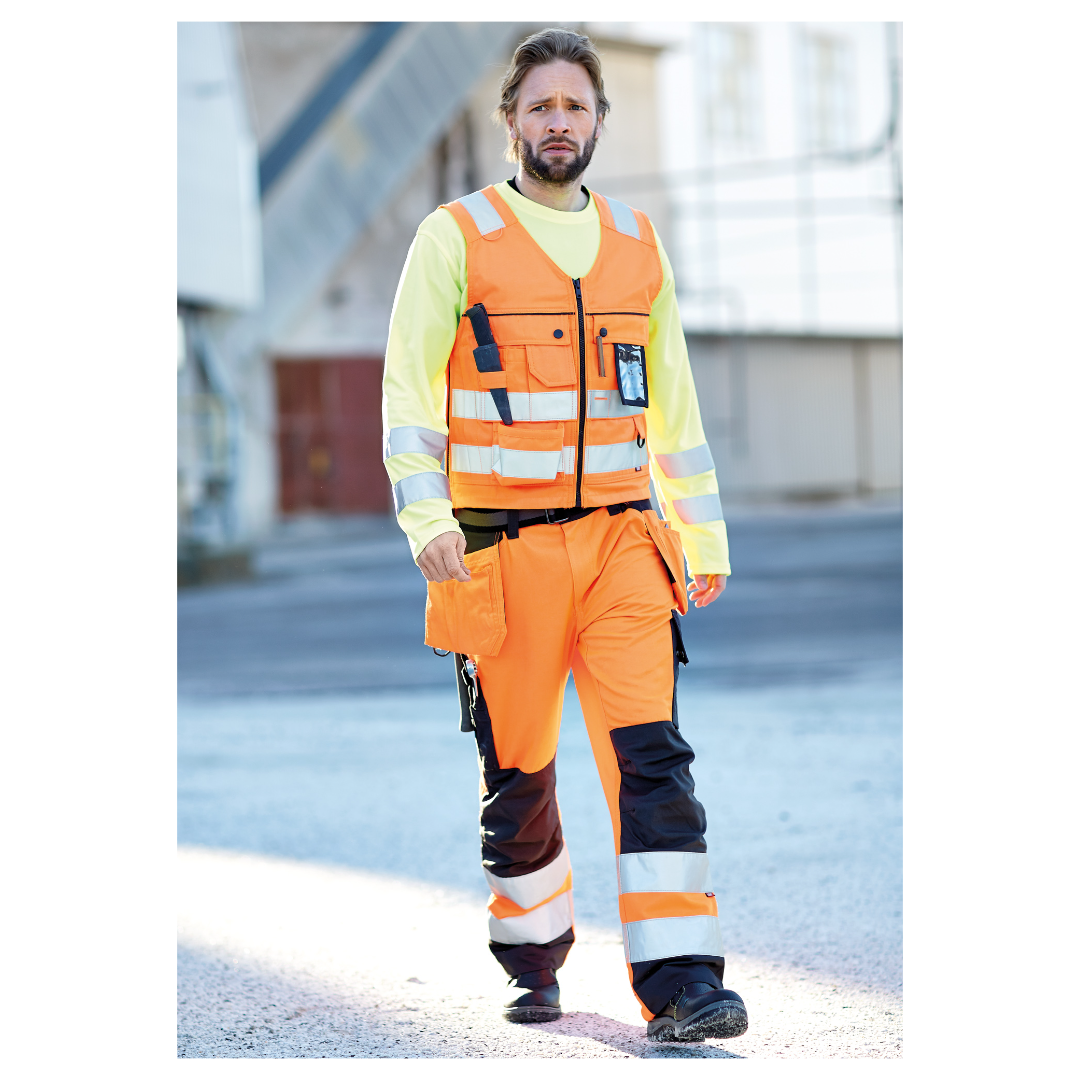 Carbon Hi-Vis tööpüksid ripptaskutega